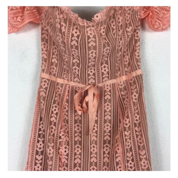 For Love & Lemons Peach Dakota Lace Off Shoulder Bustier Corset Dress Medium - Picture 9 of 15